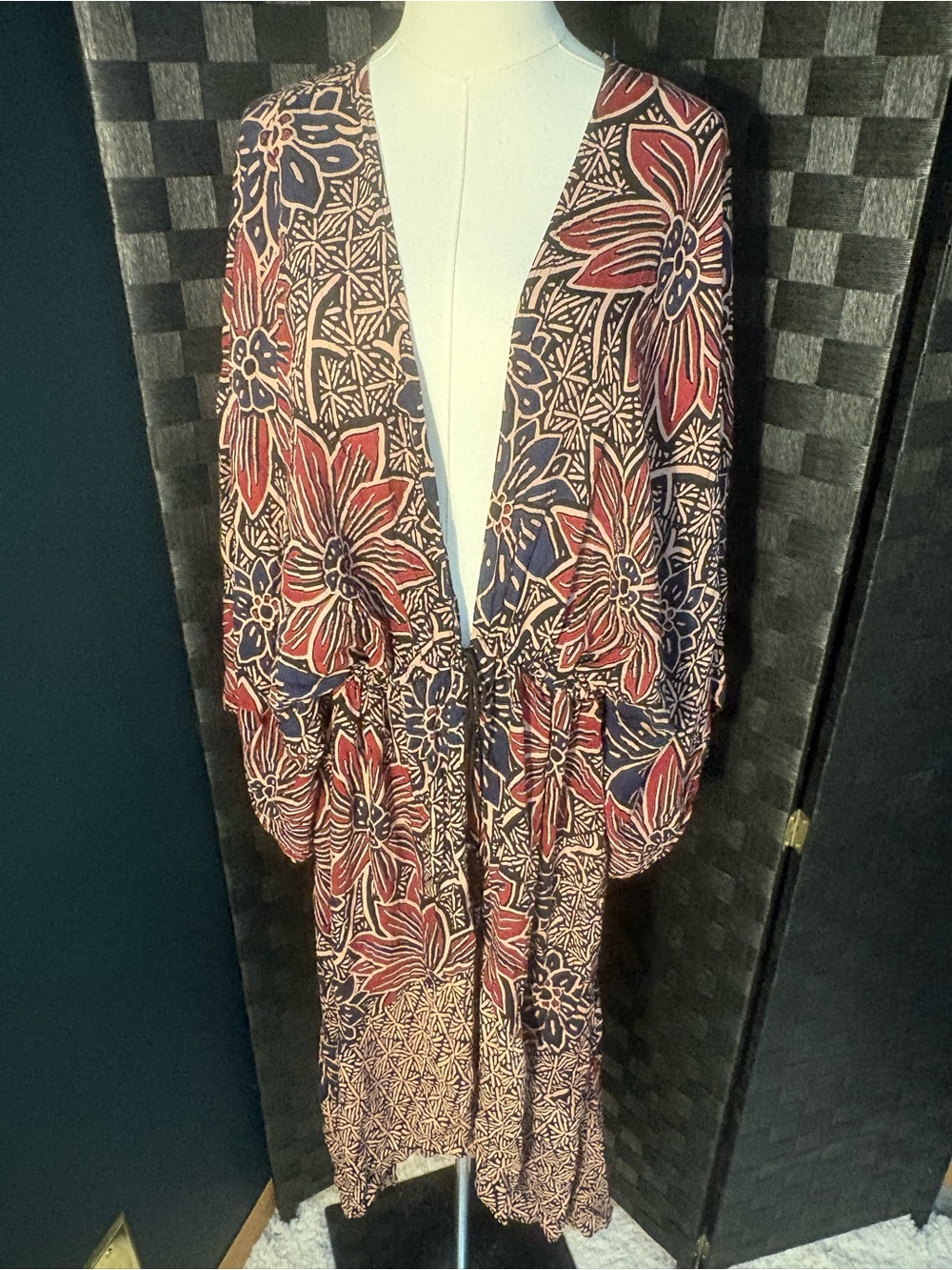 Angie Boho Floral Kimono Cardigan Whimsigoth Festival Duster Wrap